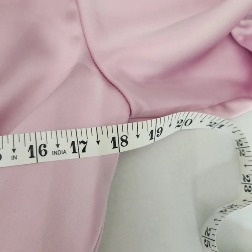 Zara Dress Womens Size Small Light Pink‎ Shirt Satin Collared Wrap Elegant Dress - Picture 10 of 14